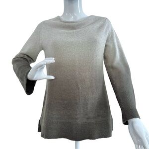 Jones New York Ombre Cream Green Sweater Women's Designer Knit Long Sleeve Top S